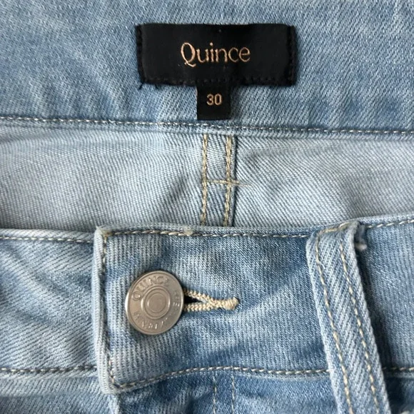Quince Stretch High Rise Patch Pocket Wide Leg Jeans Light Wash Size 30 - Picture 6 of 8